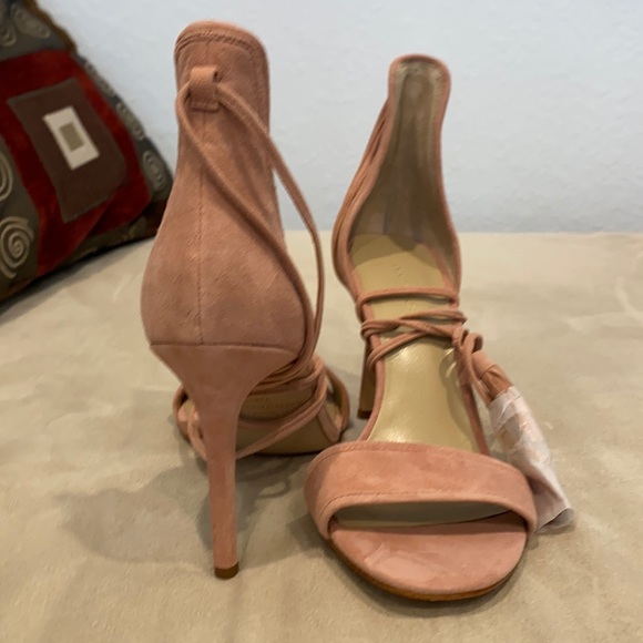 Ann Taylor Suede Ankle-Tie Sandal Size 7 Pink - Picture 2 of 6